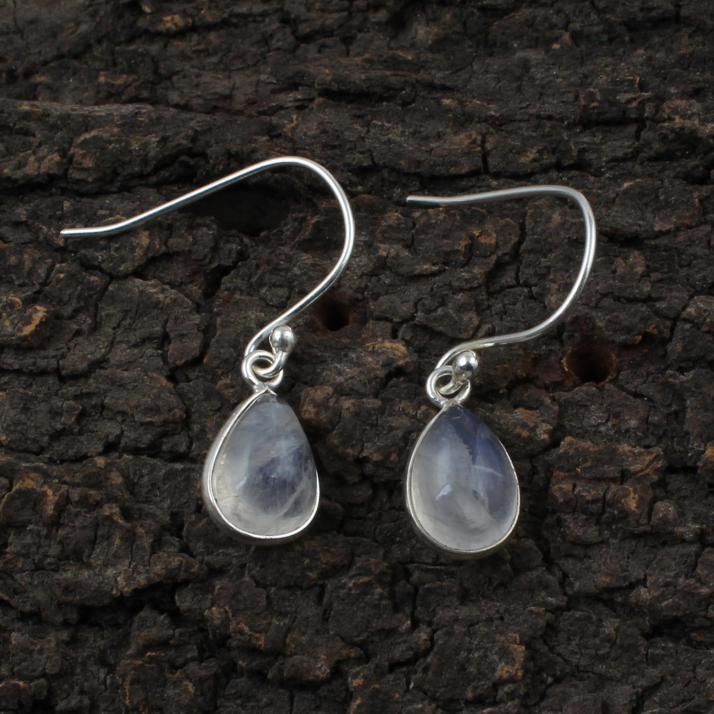 Natural Pear Rainbow Moonstone Earrings 925 Sterling Silver Earrings Handmade Dangle White Rainbow Earrings