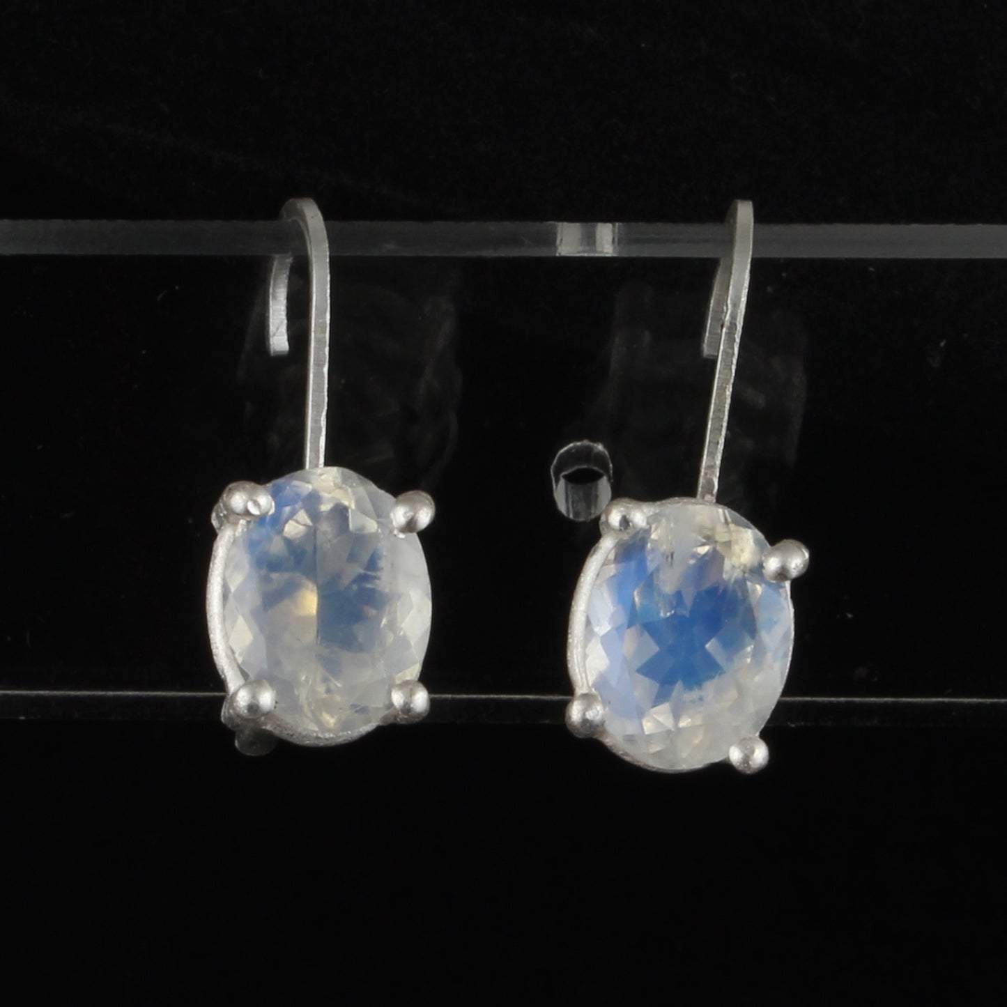 Rainbow Moonstone Lever Back Earrings 925 Sterling Silver Earrings Handmade Oval Faceted Blue Flash Rainbow Earrings