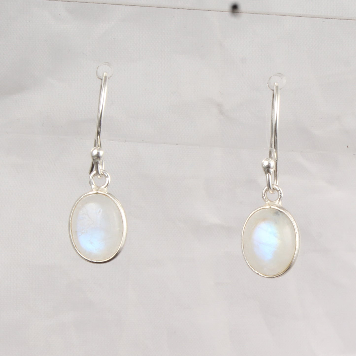 Rainbow Moonstone Cab Earrings 925 Sterling Silver Earrings Handmade Dangle White Rainbow Earrings