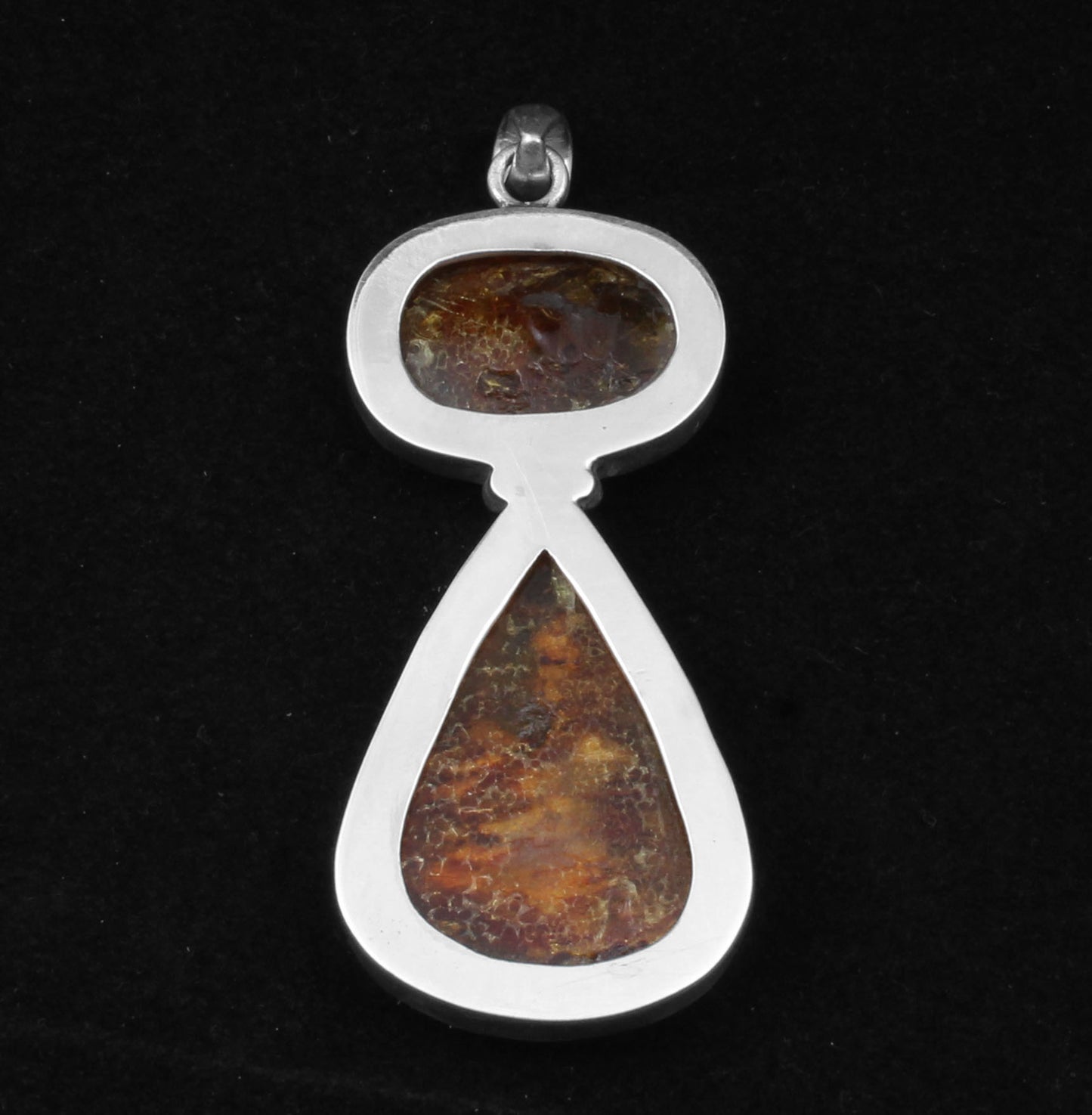 Baltic Amber Two Stone Pendant 925 Sterling Silver Bohemian Jewelry Simple Handmade Pendant