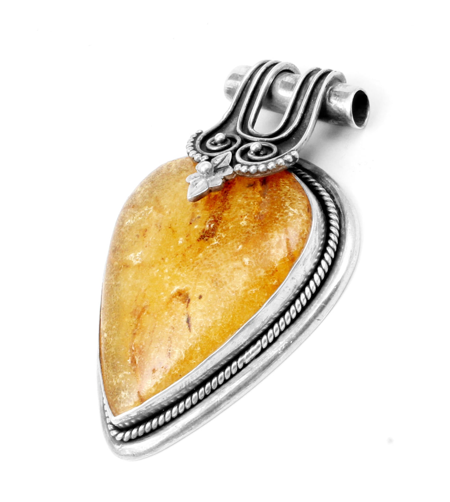 Natural Baltic Amber Pendant in 925 Sterling Silver Vintage Bohemian Jewelry Gemstone Pendant Handmade Pendant Unique Gift Idea