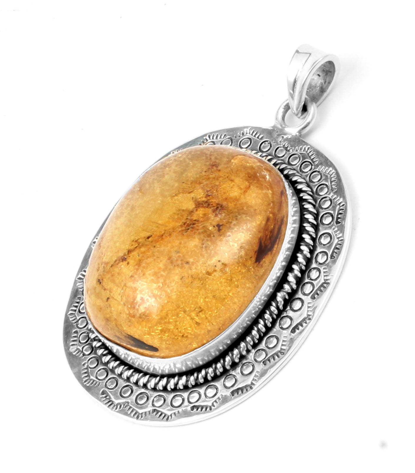 Unique Artisan Baltic Amber Pendant 925 Sterling Silver Bohemian Jewelry Simple Gemstone Pendant