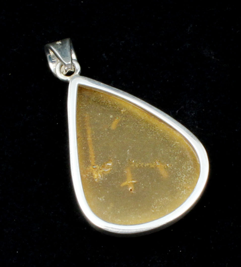 Baltic Amber Pendant 925 Sterling Silver Bohemian Jewelry Simple Pear Gemstone Pendant Handmade Pendant