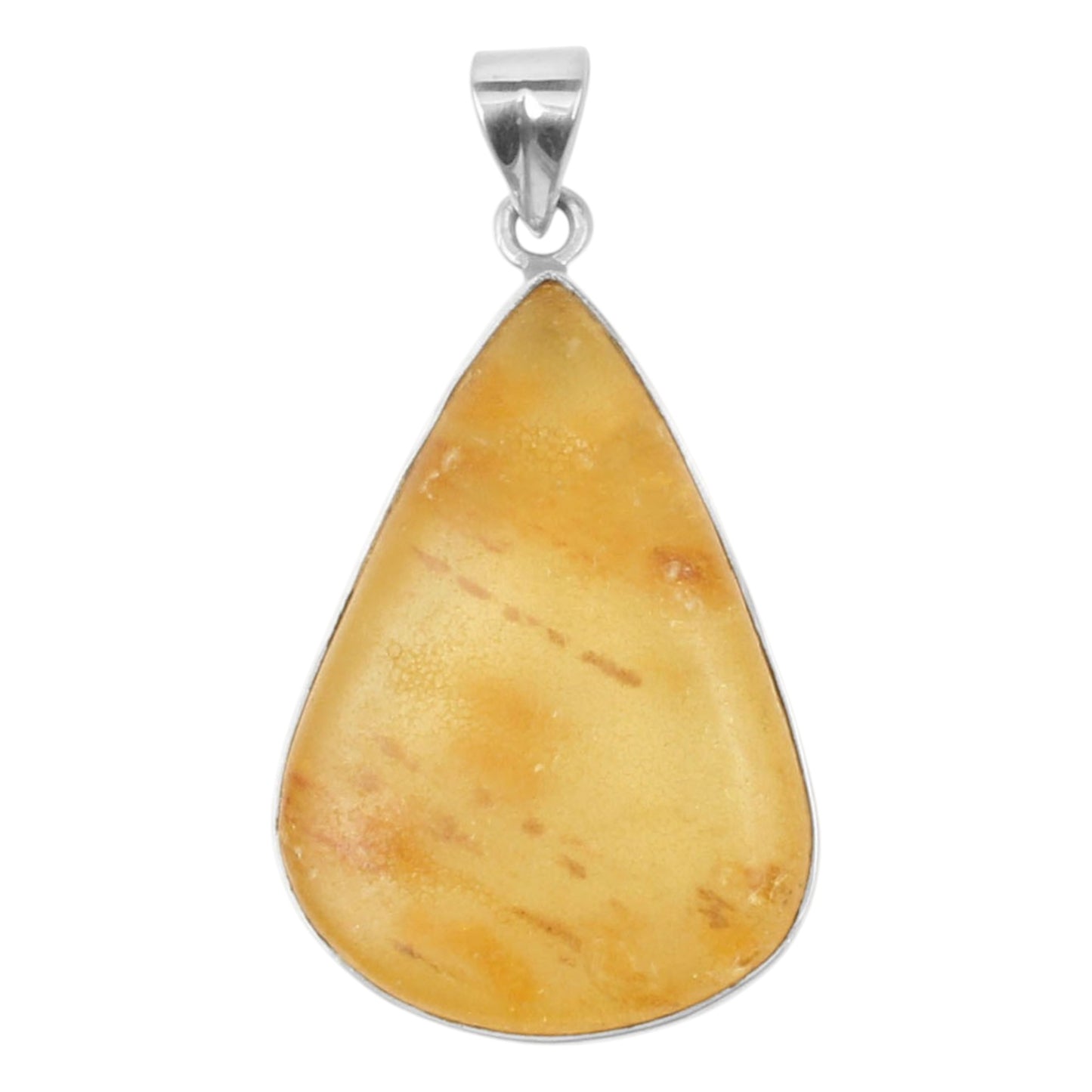 Baltic Amber Pendant 925 Sterling Silver Bohemian Jewelry Simple Pear Natural Gemstone Handmade Pendant