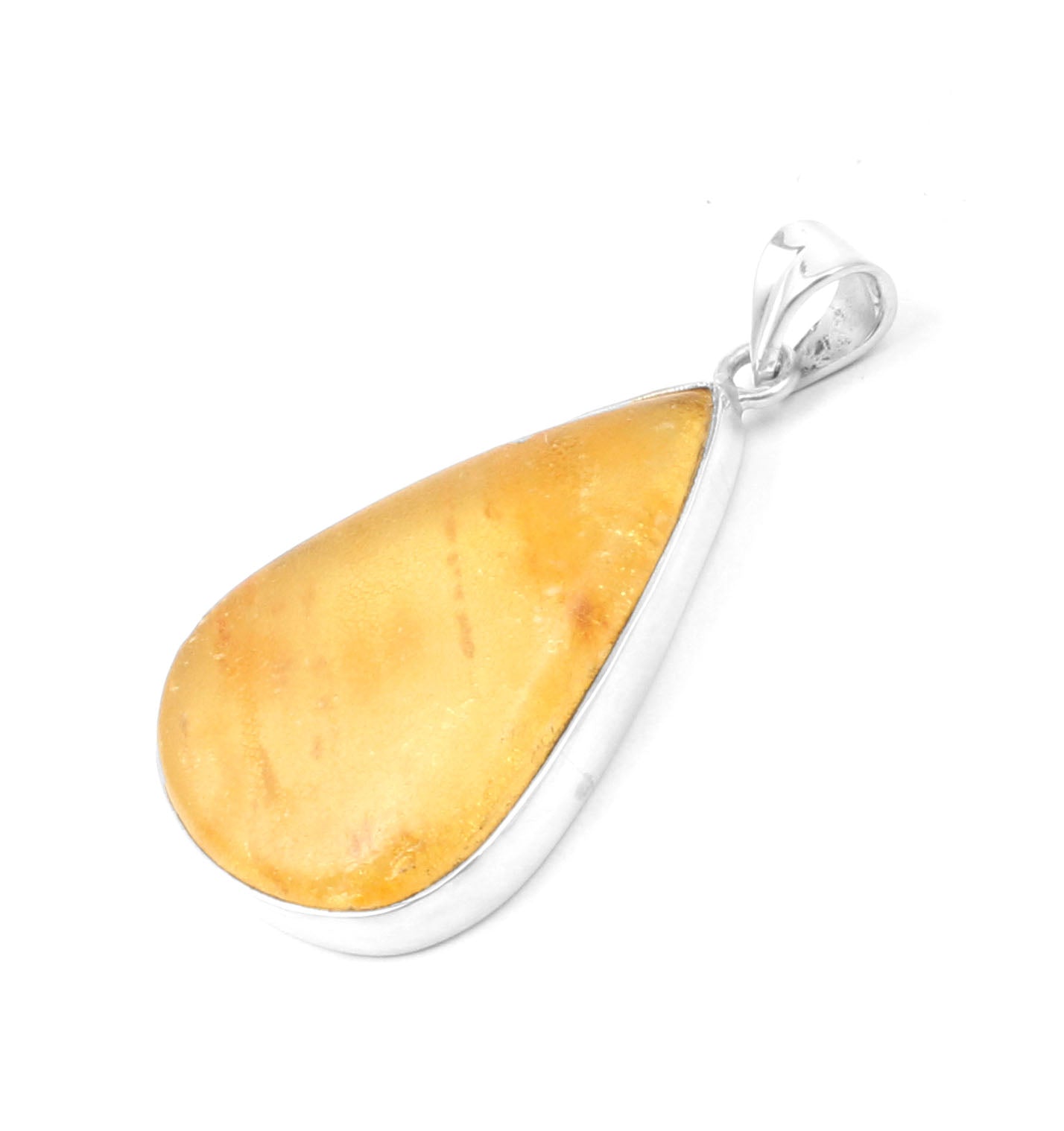 Baltic Amber Pendant 925 Sterling Silver Bohemian Jewelry Simple Pear Natural Gemstone Handmade Pendant