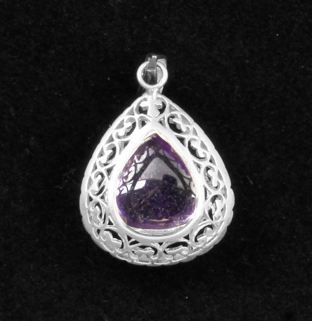 Unique Artisan Amethyst Pendant Handmade Designer 925 Sterling Silver Prong Setting Pendant