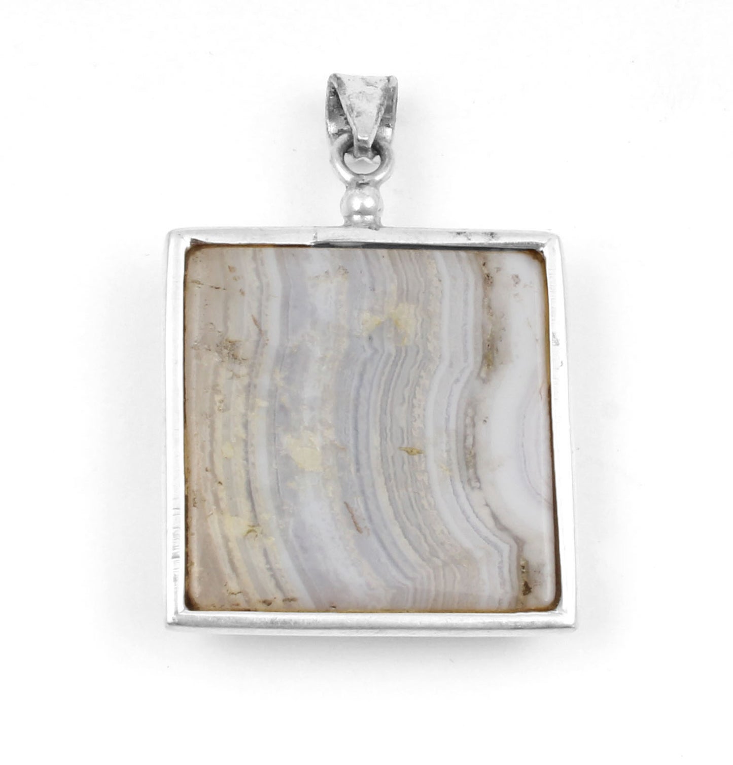 Blue Lace Agate Gemstone Pendant Handmade 925 Sterling Silver Jewelry