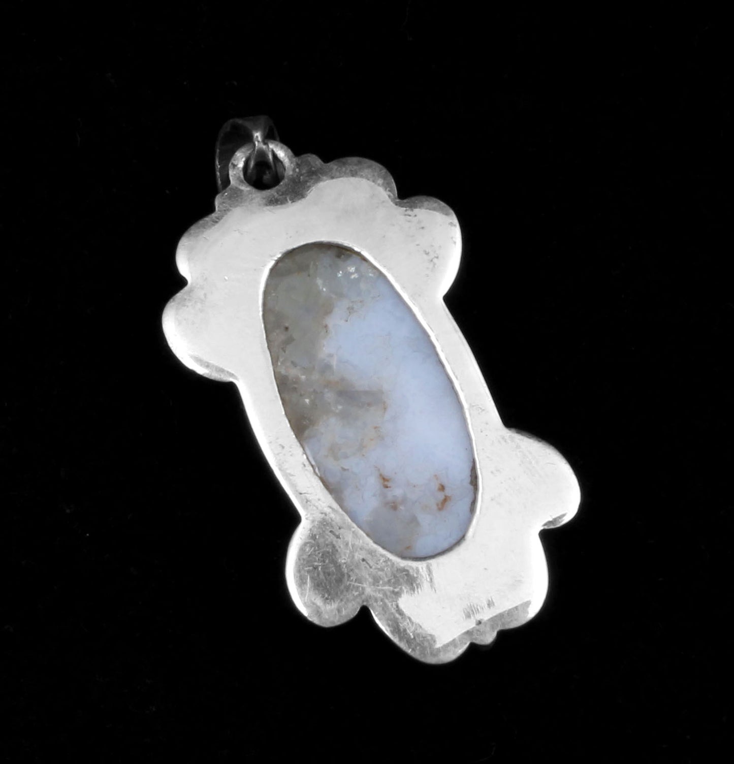 Natural Blue Lace Agate Pendant Handmade 925 Sterling Silver Gemstone Jewelry Gift For Her