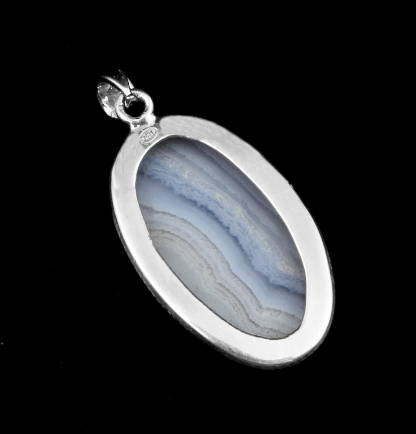 Bohemian Blue Lace Agate Pendant Handmade 925 Sterling Silver Natural Gemstone Jewelry Gift For Her