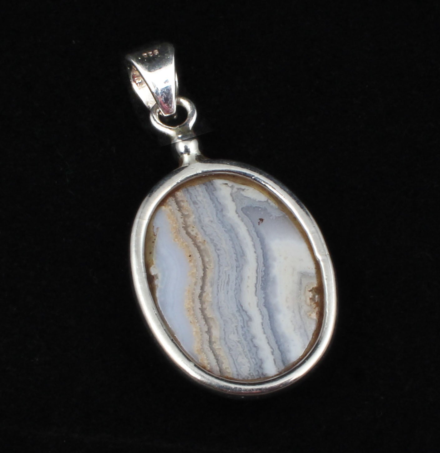 Natural Blue Lace Agate Pendant Handmade 925 Sterling Silver Jewelry Gift For Her Pendant For Women