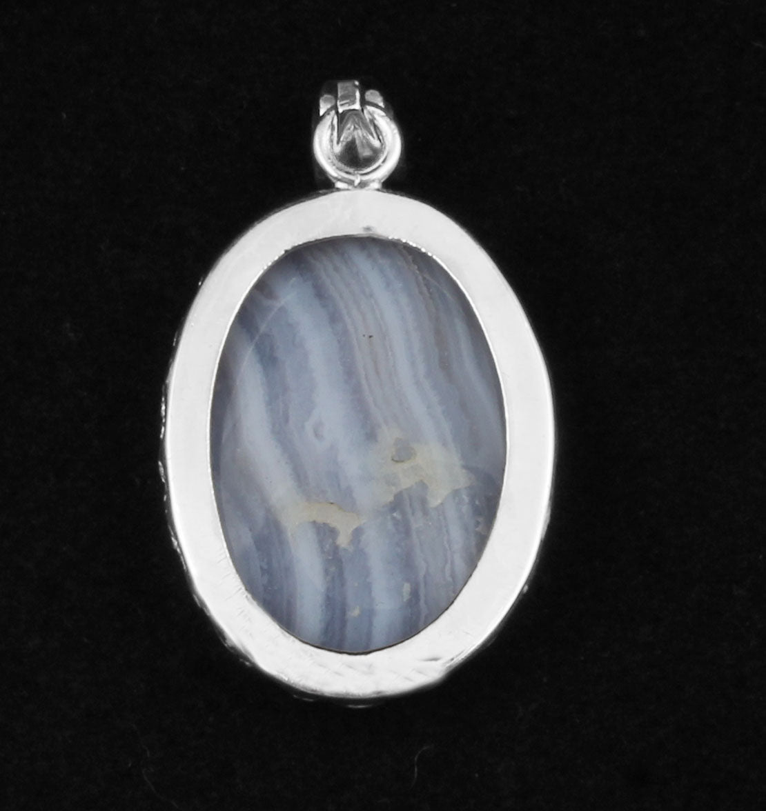 Blue Lace Agate Pendant Handmade 925 Sterling Silver Natural Gemstone Jewelry Gift For Her