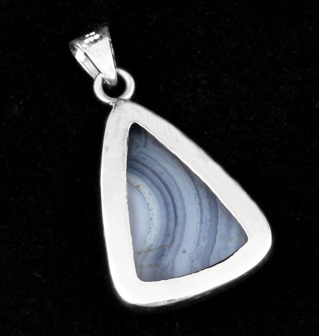 925 Sterling Silver Blue Lace Agate Natural Gemstone Pendant Handmade Jewelry Birthday Gift For Her