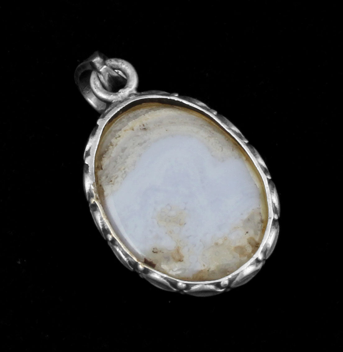 Bohemian Blue Lace Agate Pendant Handmade 925 Sterling Silver Natural Gemstone Pendant Statement Jewelry