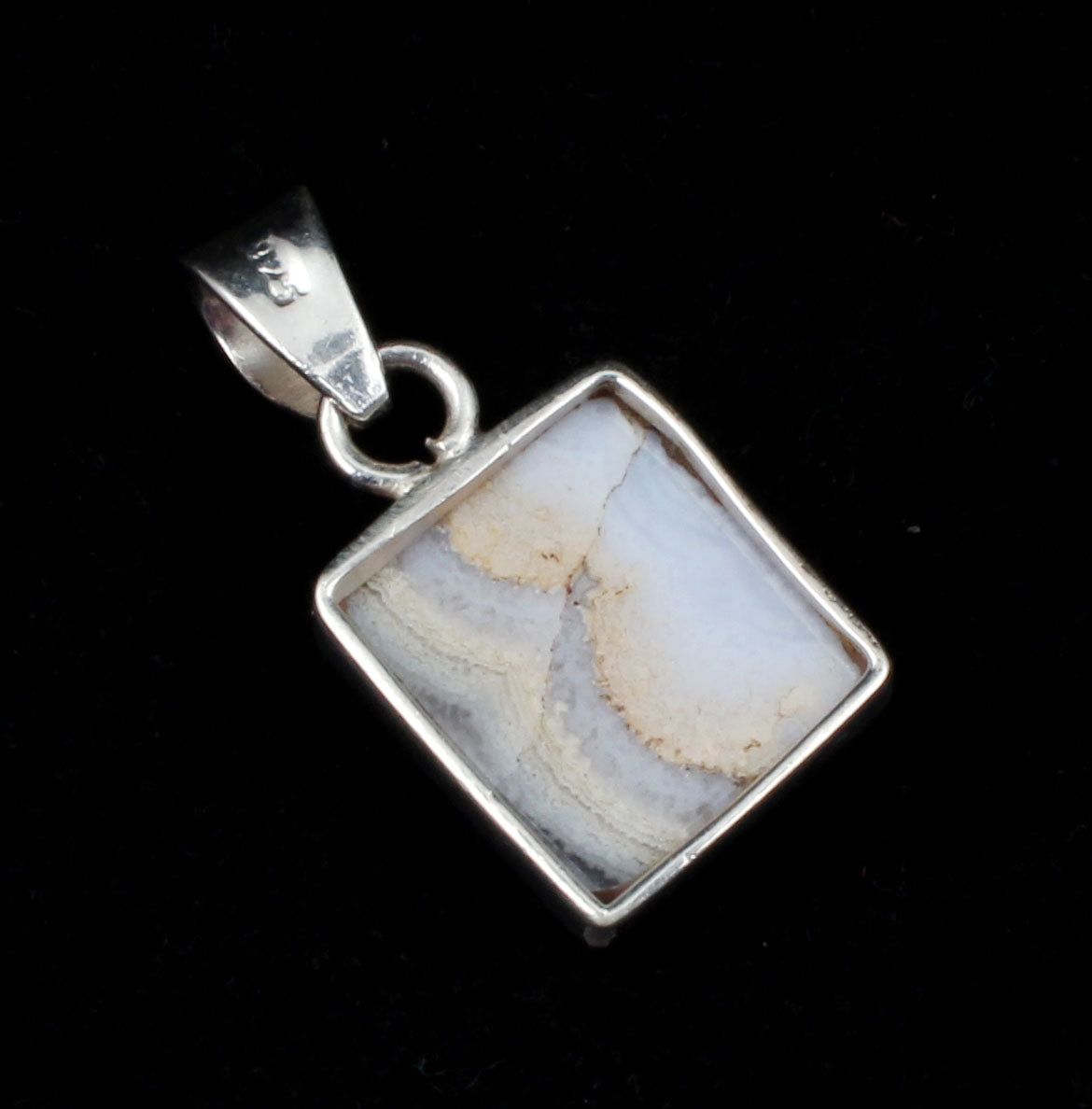 Natural Blue Lace Agate Pendant 925 Sterling Silver Pendant Blue Lace Agate Jewelry Gift For Her on Anniversary