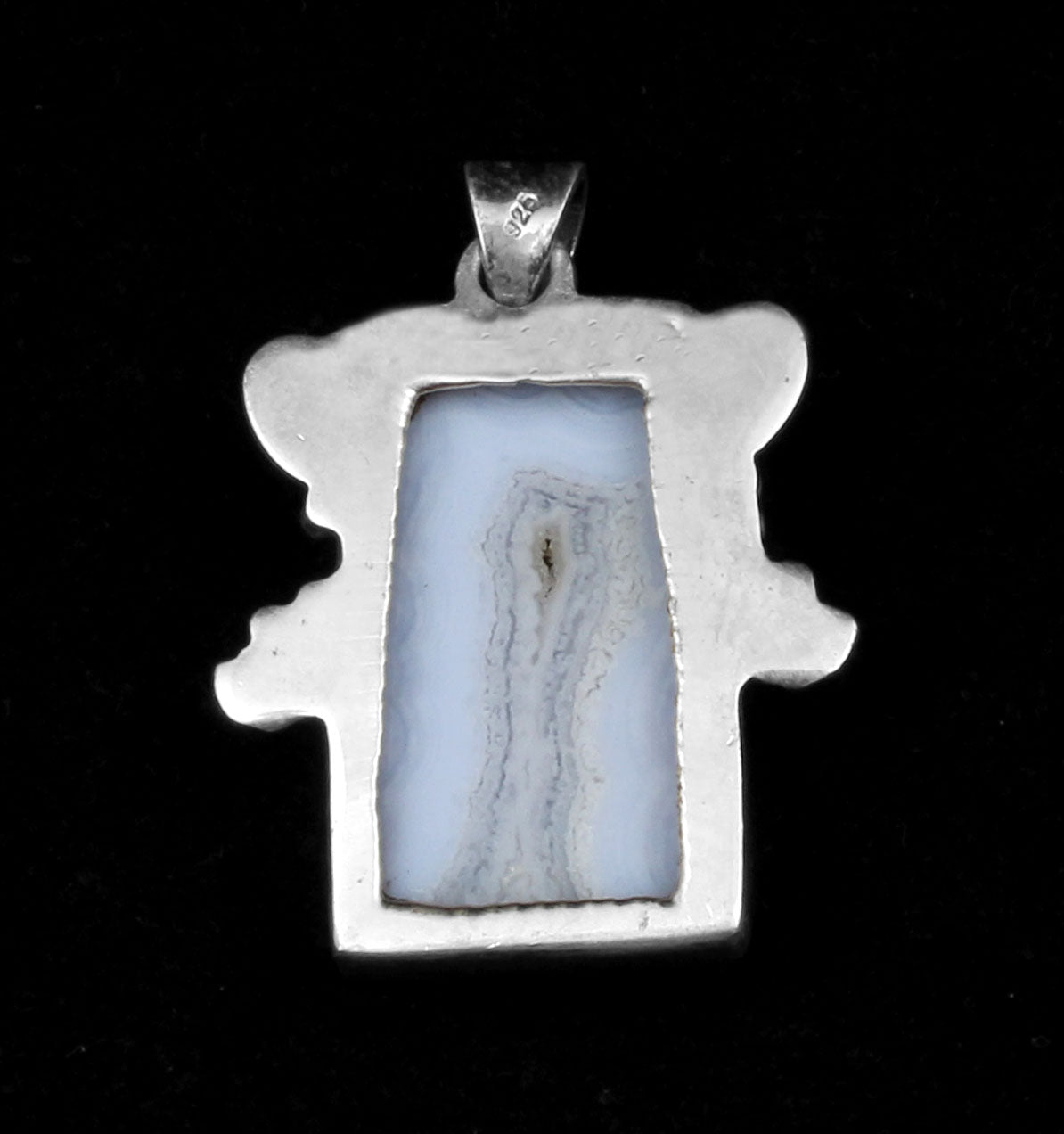 Boho Designer Blue Lace Agate Pendant Handmade 925 Sterling Silver Natural Gemstone Pendant