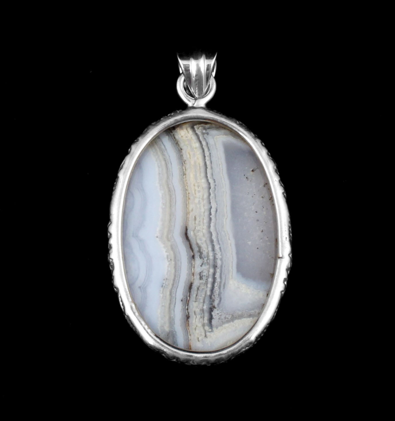 Oval Blue Lace Agate Pendant Handmade 925 Sterling Silver Natural Gemstone Pendant Jewelry