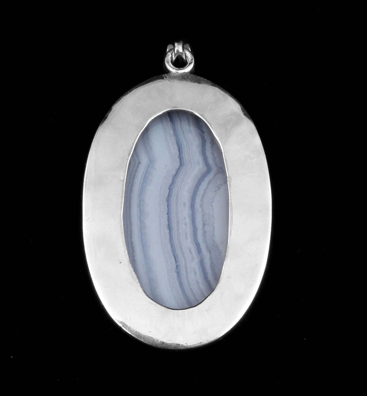 Designer Oval Blue Lace Agate Pendant Handmade Twisted Wire Designer 925 Sterling Silver Natural Gemstone Pendant