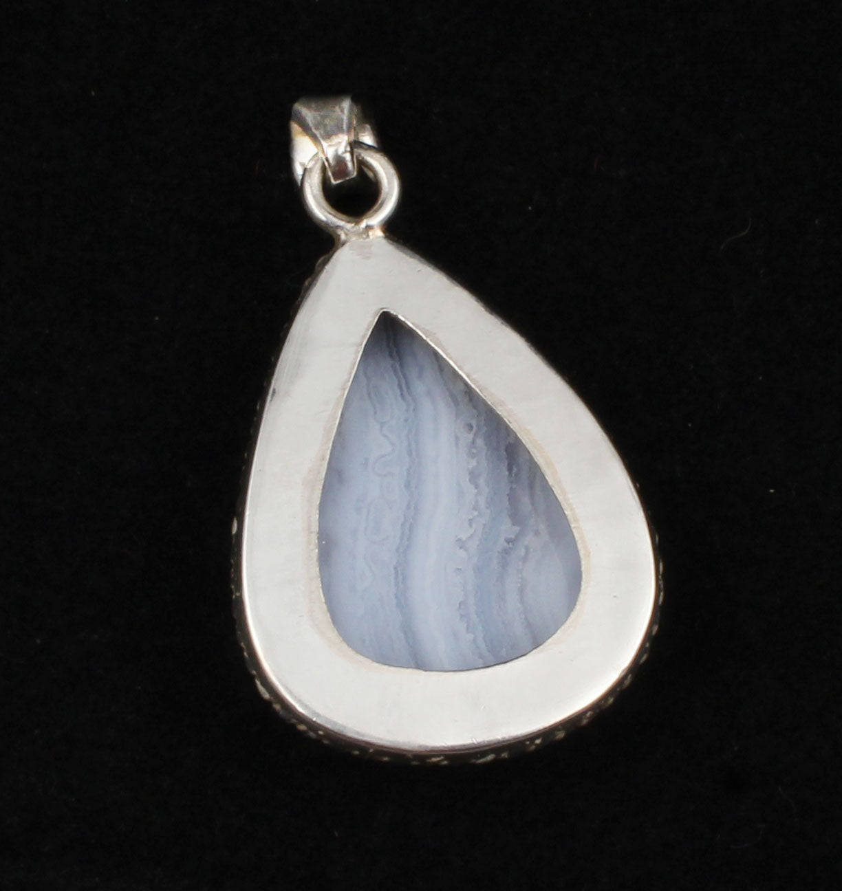 Twisted Wire Design Pear Blue Lace Agate Gemstone Pendant Handmade 925 Sterling Silver Pendant