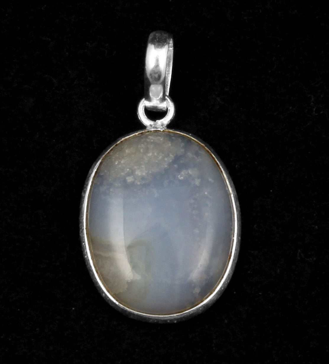 Blue Lace Agate Pendant Handmade Bezel Setting 925 Sterling Silver Natural Gemstone Pendant