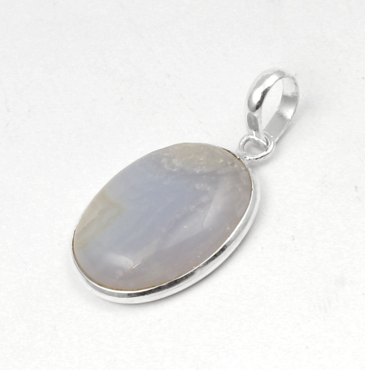 Blue Lace Agate Pendant Handmade Bezel Setting 925 Sterling Silver Natural Gemstone Pendant