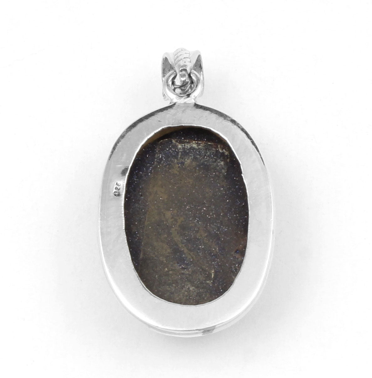 Blue Sandstone Pendant Oval Twisted Wire Designer 925 Sterling Silver Pendant Sparkling Blue Stone Pendant