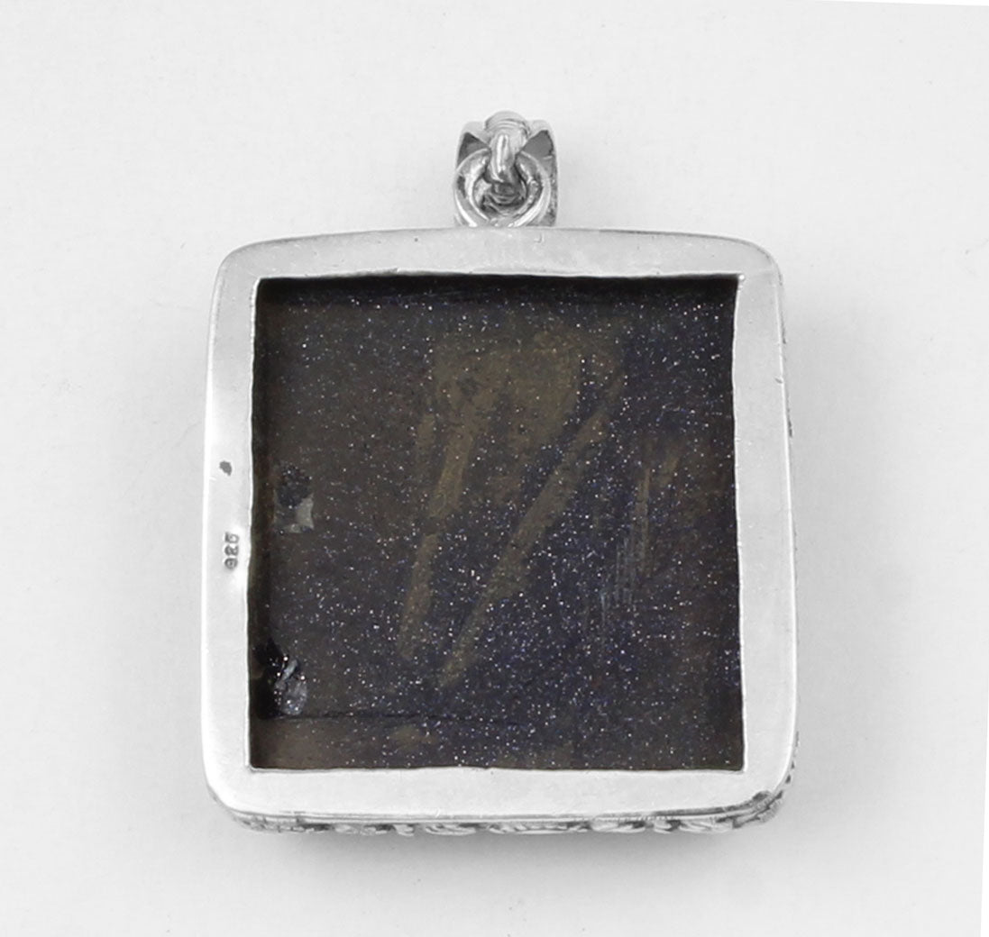 Blue Sandstone Pendant Handmade 925 Sterling Silver Sandstone Pendant Sparkling Gemstone Pendant for Women