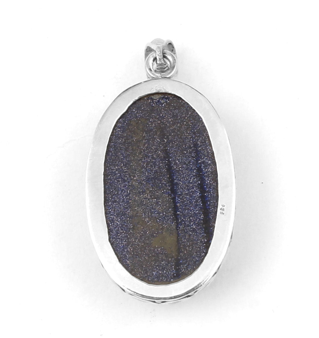 Blue Sandstone Pendant Handmade 925 Sterling Silver Oval Sparkling Gemstone Pendant for Women