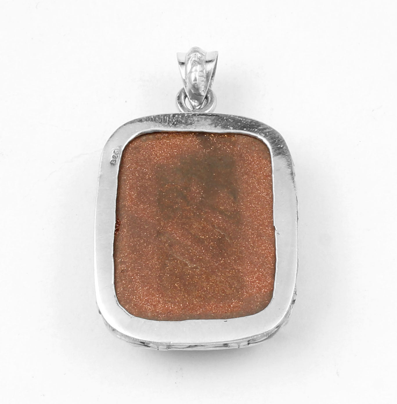 Sunstone Pendant Boho 925 Sterling Silver Pendant Sparkly Brown Stone Pendant Goldstone Jewelry for Women