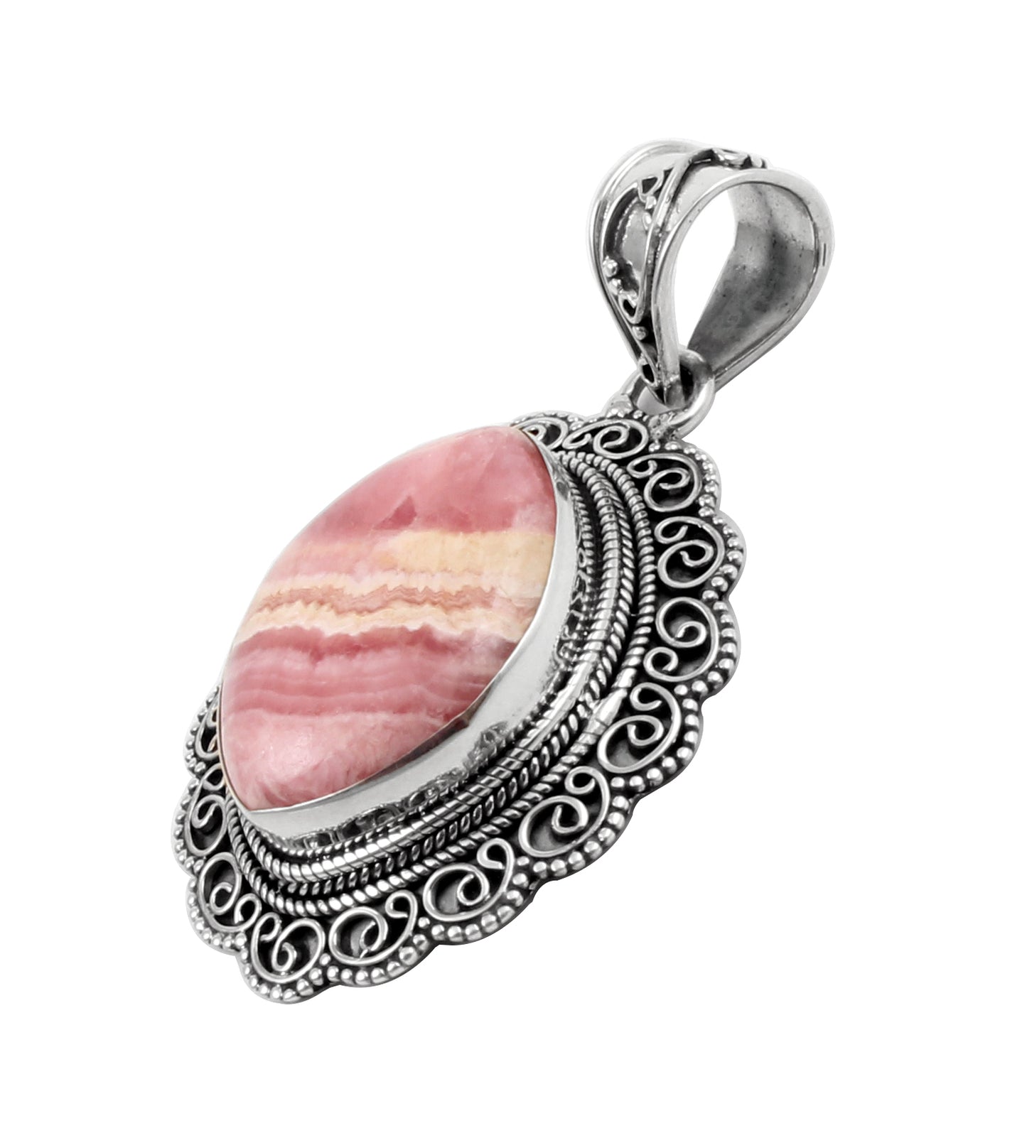 Vintage Rhodochrosite Pendant Unique Artisan 925 Sterling Silver Natural Gemstone Pendant Handmade Lovely Pendant Gift For Love