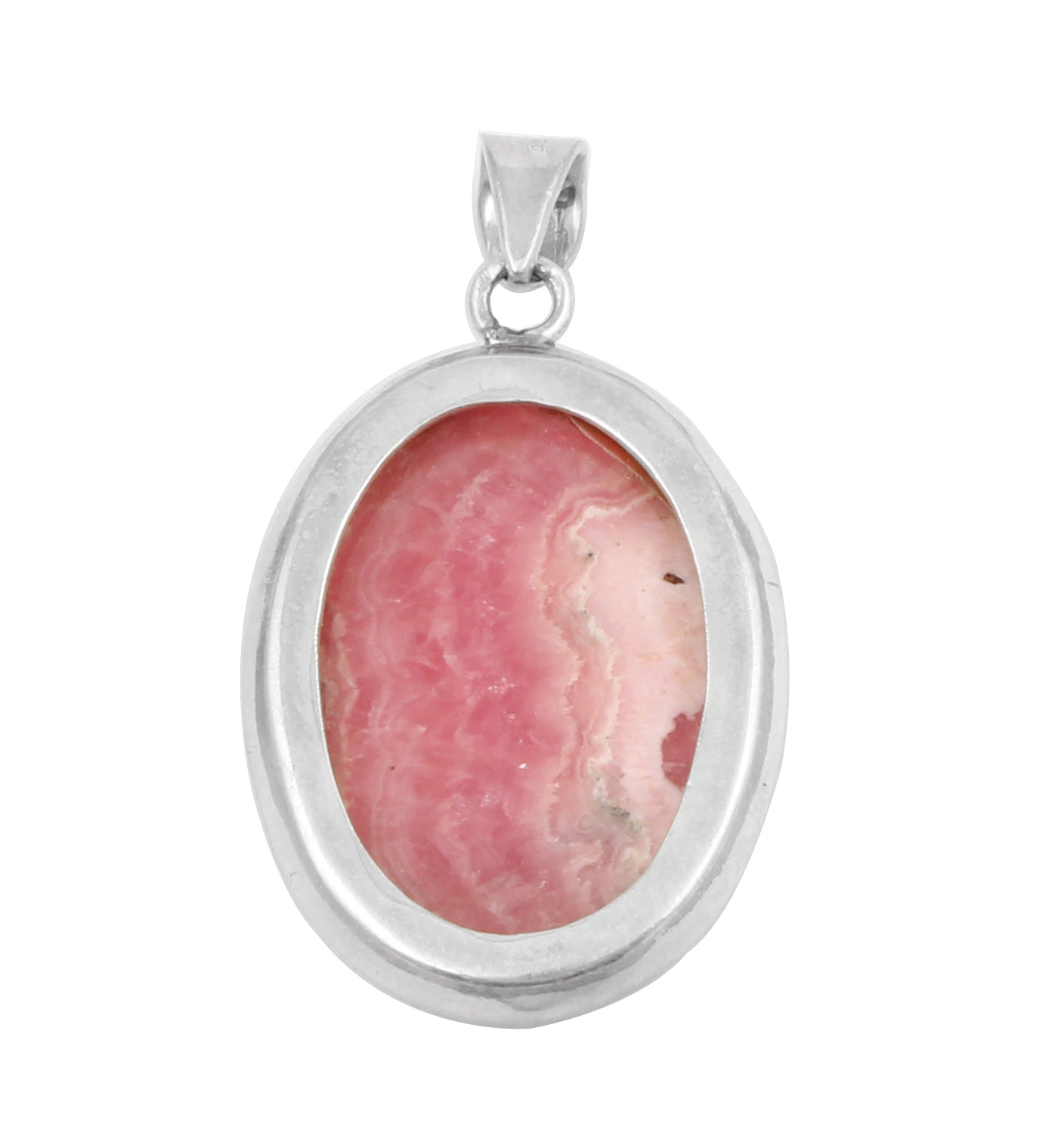 Natural Rhodochrosite Pendant Handmade Oval Shape Gemstone 925 Sterling Silver Pendant Jewelry
