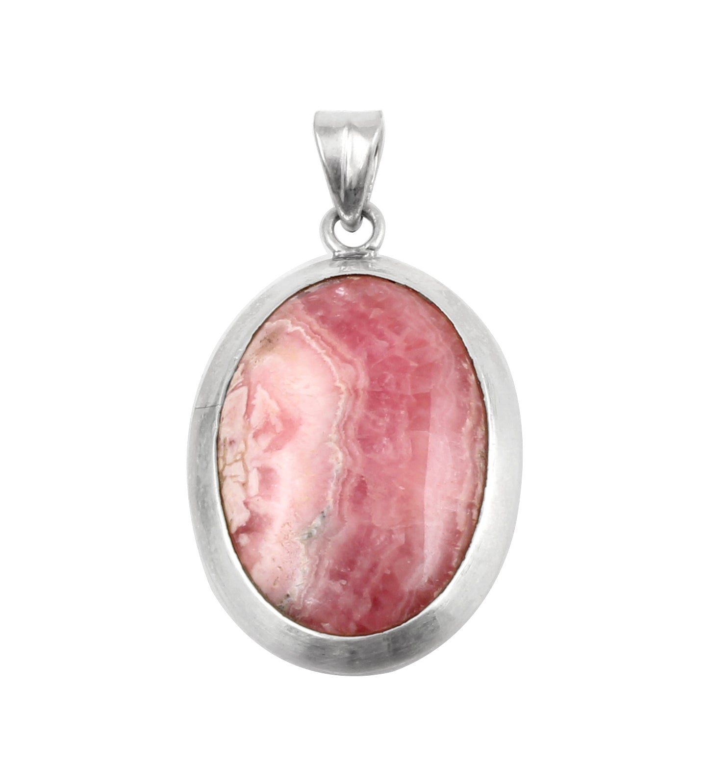 Natural Rhodochrosite Pendant Handmade Oval Shape Gemstone 925 Sterling Silver Pendant Jewelry