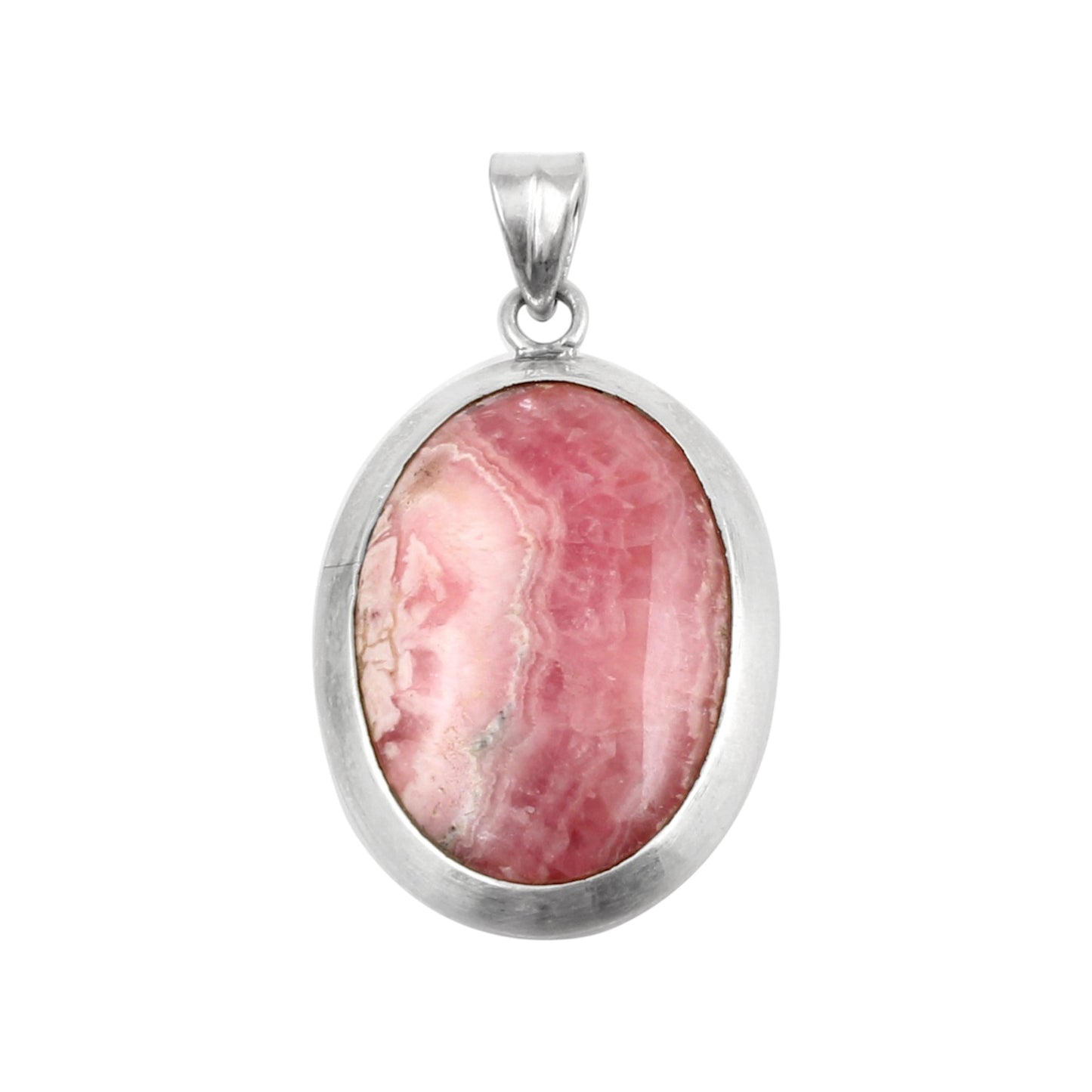 Natural Rhodochrosite Pendant Handmade Oval Shape Gemstone 925 Sterling Silver Pendant Jewelry