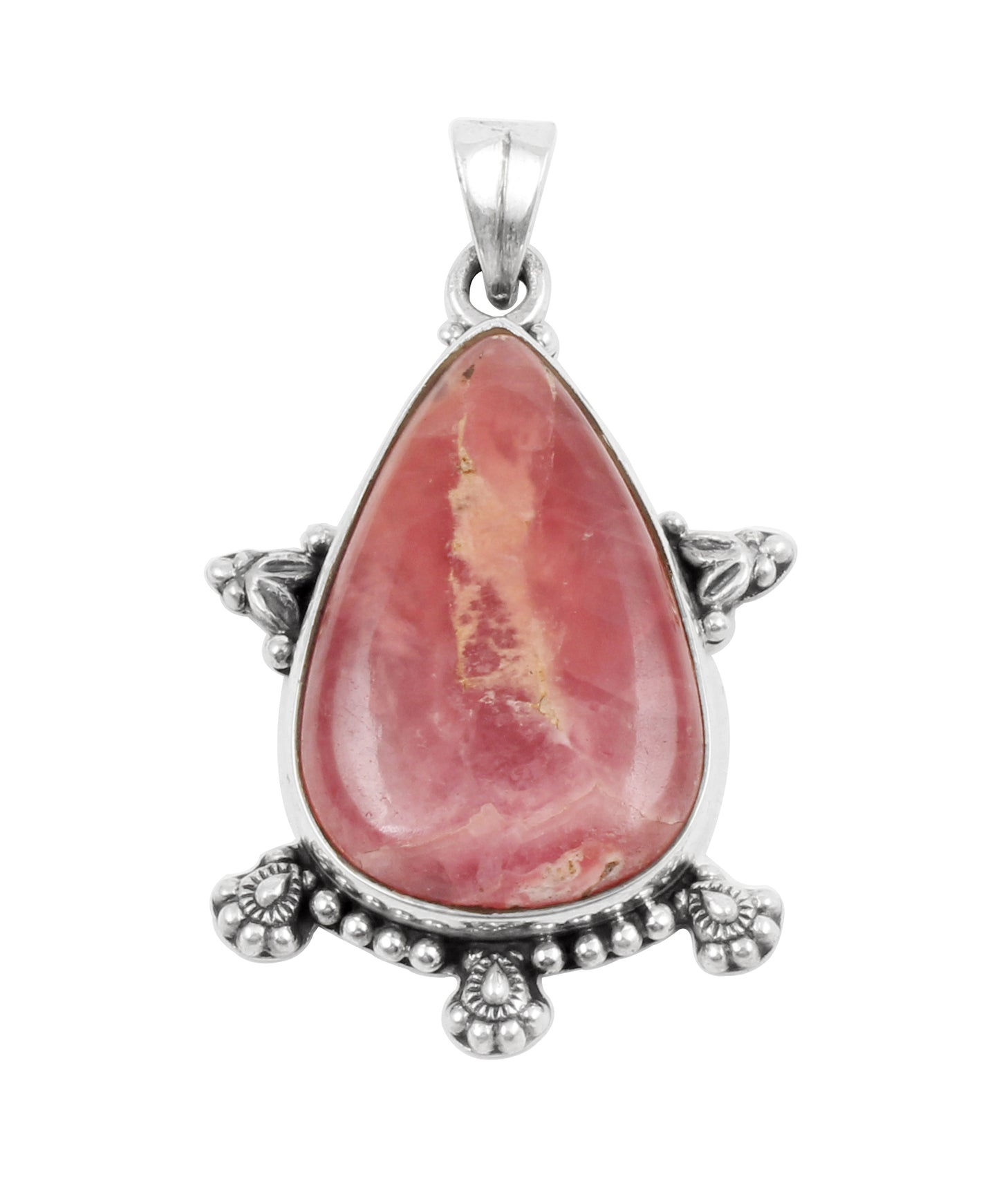 Boho Rhodochrosite Pendant Unique Artisan 925 Sterling Silver Natural Gemstone Pendant Handmade Lovely Pendant