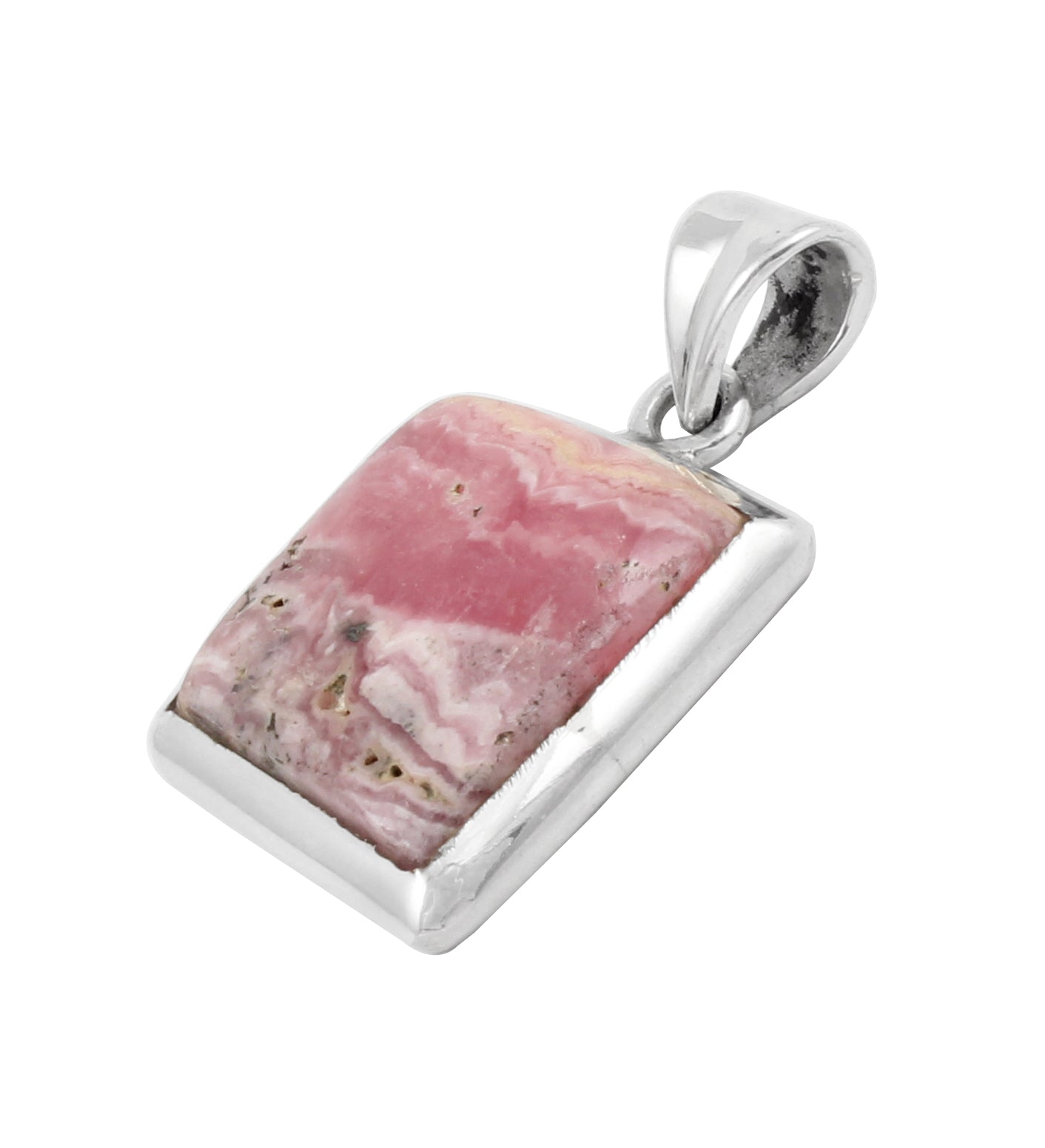 Natural Pink Rhodochrosite Pendant Handmade Gemstone 925 Sterling Silver Pendant Jewelry Gift For Her
