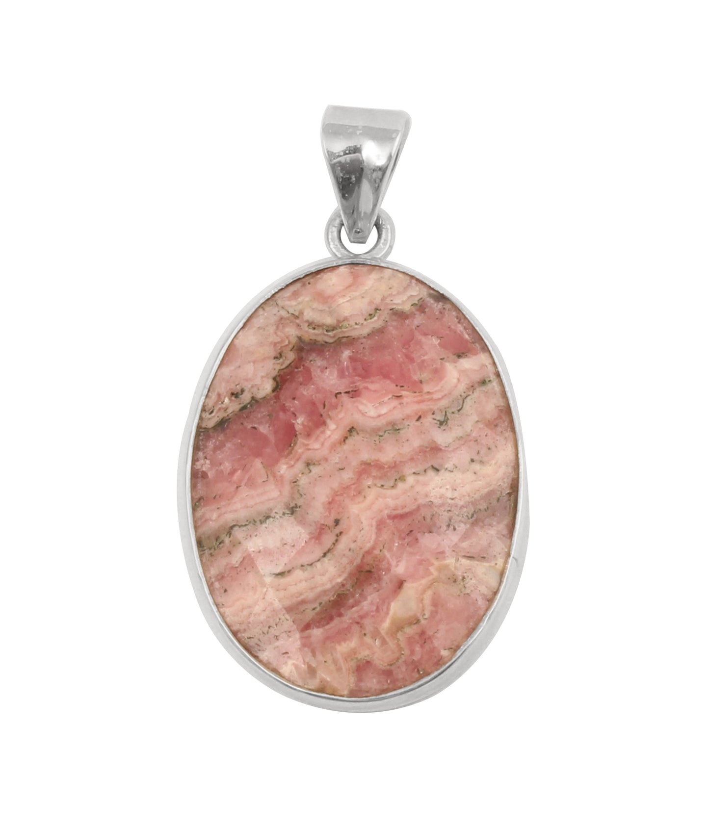 Natural Rhodochrosite Pendant Handmade Oval Shape Gemstone 925 Sterling Silver Pendant Jewelry