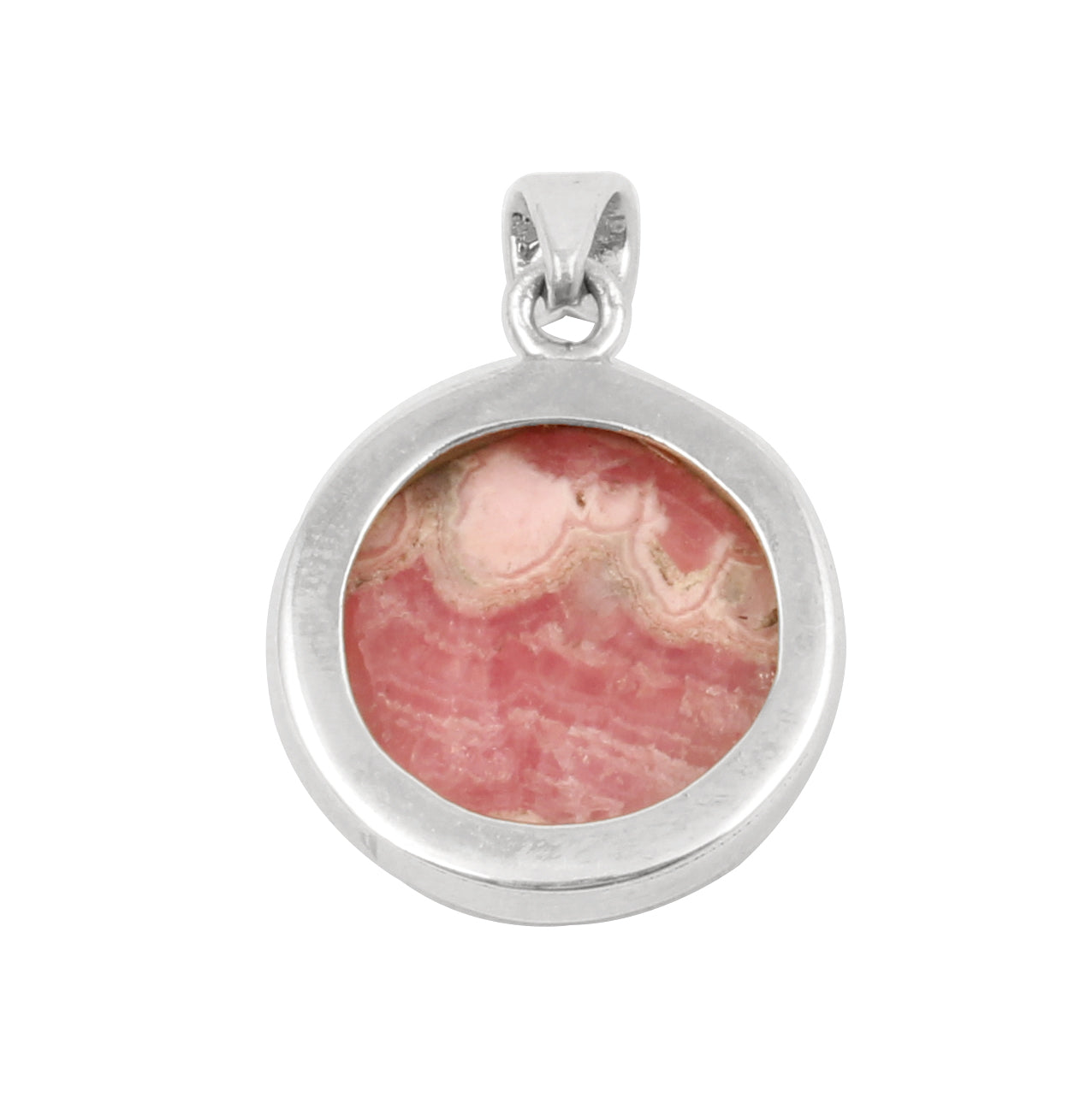 Natural Pink Rhodochrosite Pendant Handmade Round Shape Gemstone 925 Sterling Silver Pendant