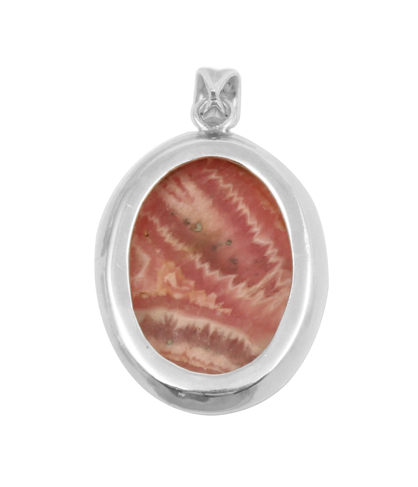 Natural Pink Rhodochrosite Pendant Handmade Oval Shape Gemstone 925 Sterling Silver Pendant
