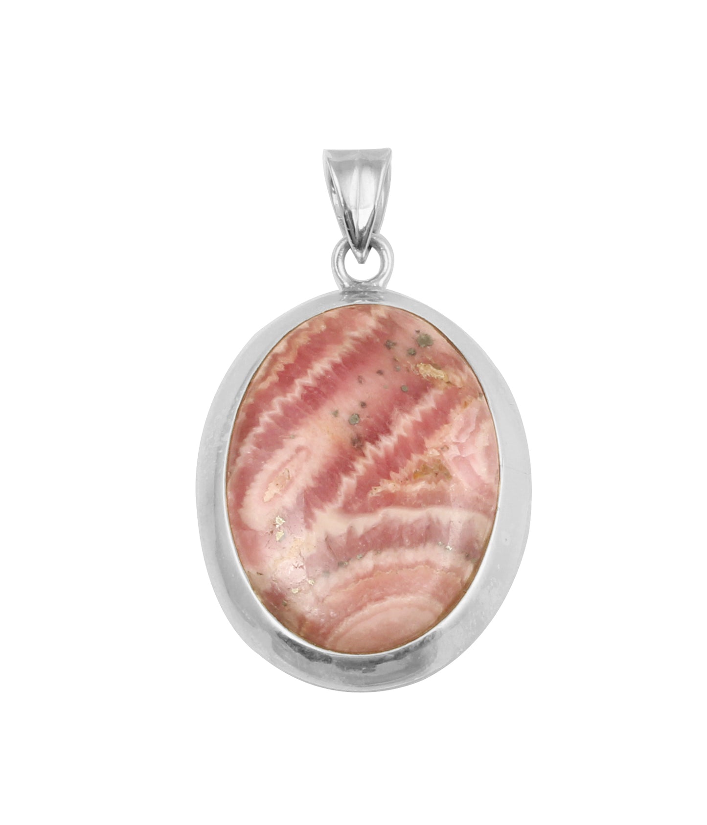 Natural Pink Rhodochrosite Pendant Handmade Oval Shape Gemstone 925 Sterling Silver Pendant