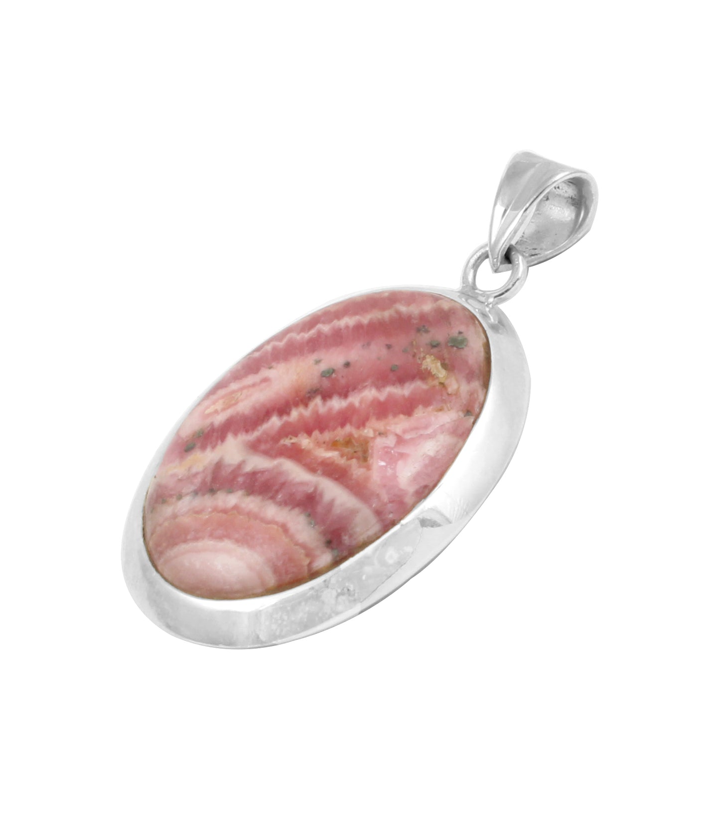 Natural Pink Rhodochrosite Pendant Handmade Oval Shape Gemstone 925 Sterling Silver Pendant