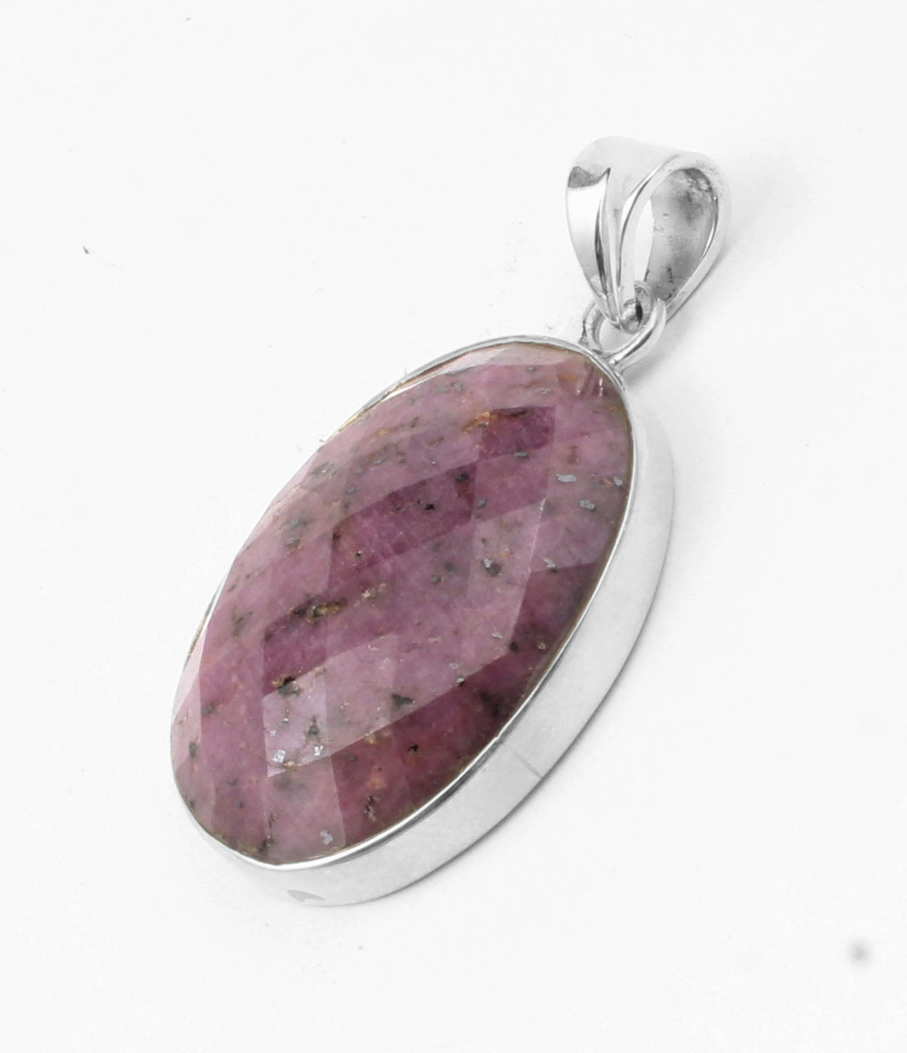 Checker Cut Ruby Gemstone Pendant 925 Sterling Silver Pendant Handmade Statement Pendant