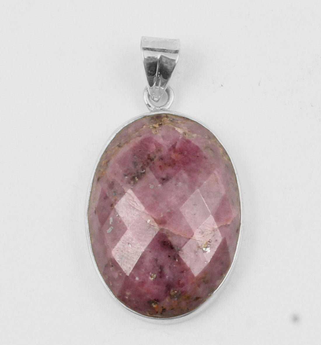 Checker Cut Oval Ruby Gemstone Pendant 925 Sterling Silver Pendant Handmade Statement Pendant