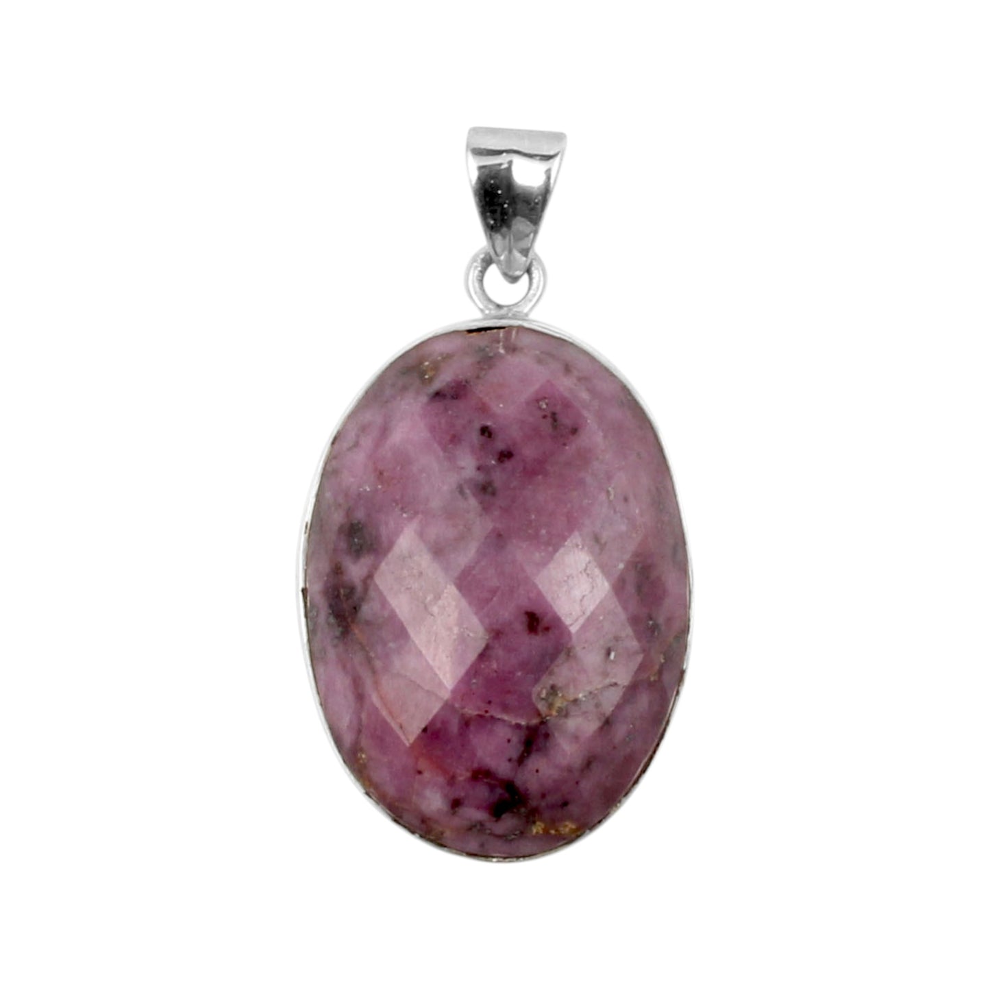 Checker Cut Oval Pink Ruby Gemstone Pendant 925 Sterling Silver Pendant Handmade Healing Stone Pendant