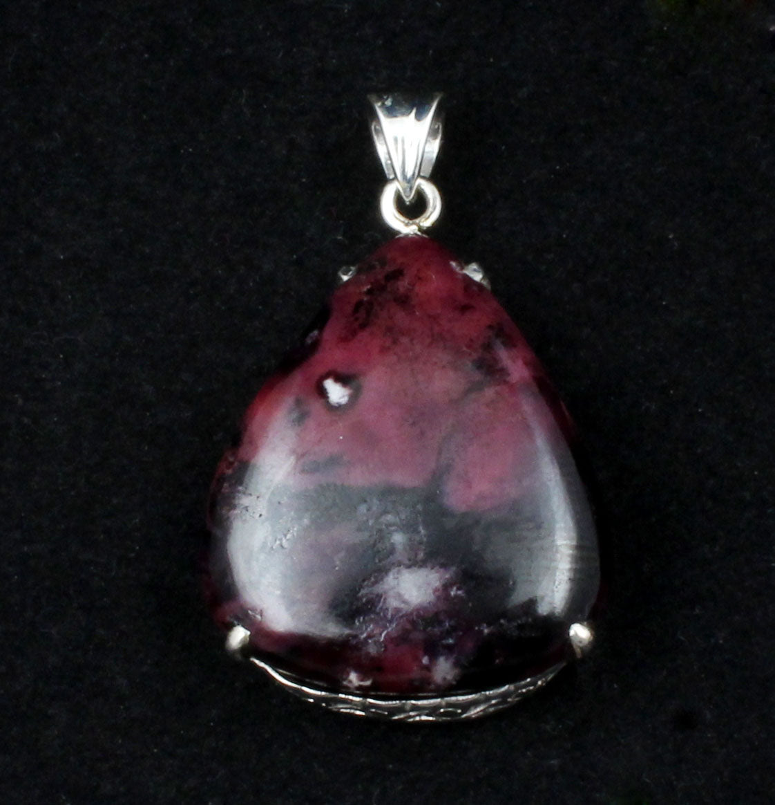 Rhodonite Gemstone Pendant in 925 Sterling Silver Handmade Prong Setting Pendant Vintage Jewelry