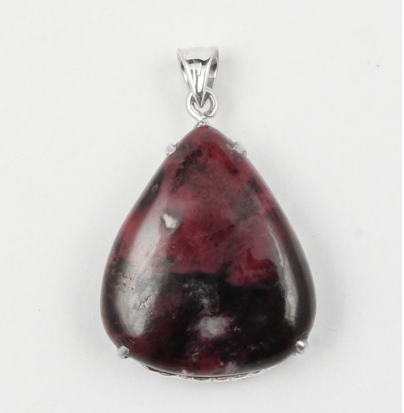 Rhodonite Gemstone Pendant in 925 Sterling Silver Handmade Prong Setting Pendant Vintage Jewelry