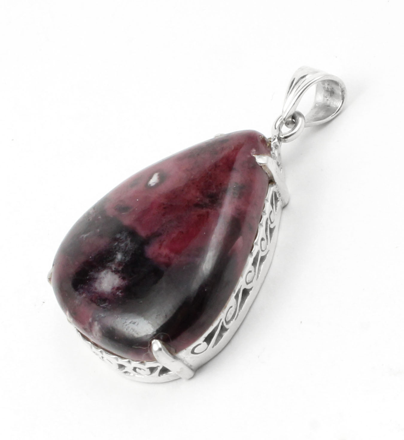 Rhodonite Gemstone Pendant in 925 Sterling Silver Handmade Prong Setting Pendant Vintage Jewelry