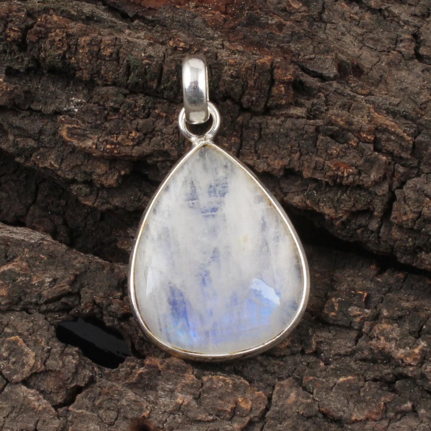Natural Rainbow Moonstone Pendant Handmade 925 Sterling Silver Bezel Set Pear Gemstone Pendant