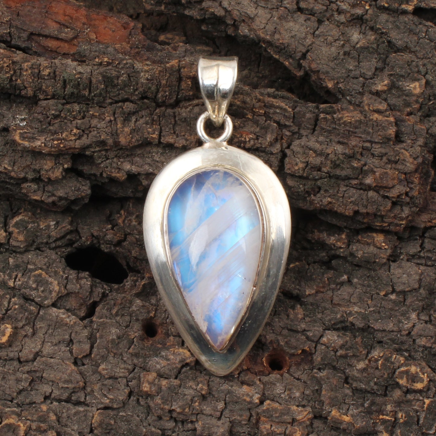 Rainbow Moonstone Pendant Handmade 925 Sterling Silver Teardrop Natural Gemstone Pendant
