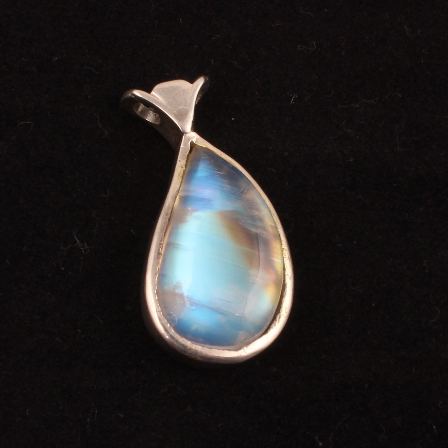 Blue Flashy Rainbow Moonstone Pendant Handmade 925 Sterling Silver Natural Gemstone Pendant