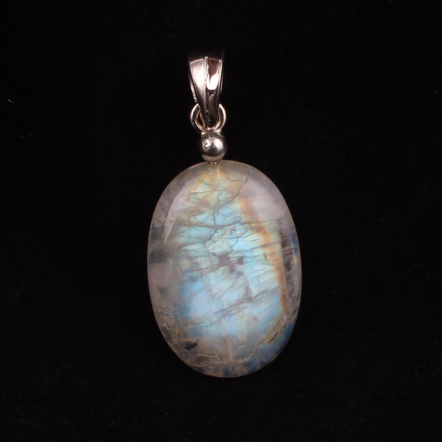 Rainbow Moonstone Clasp Pendant Handmade 925 Sterling Silver Natural Flashy Gemstone Pendant
