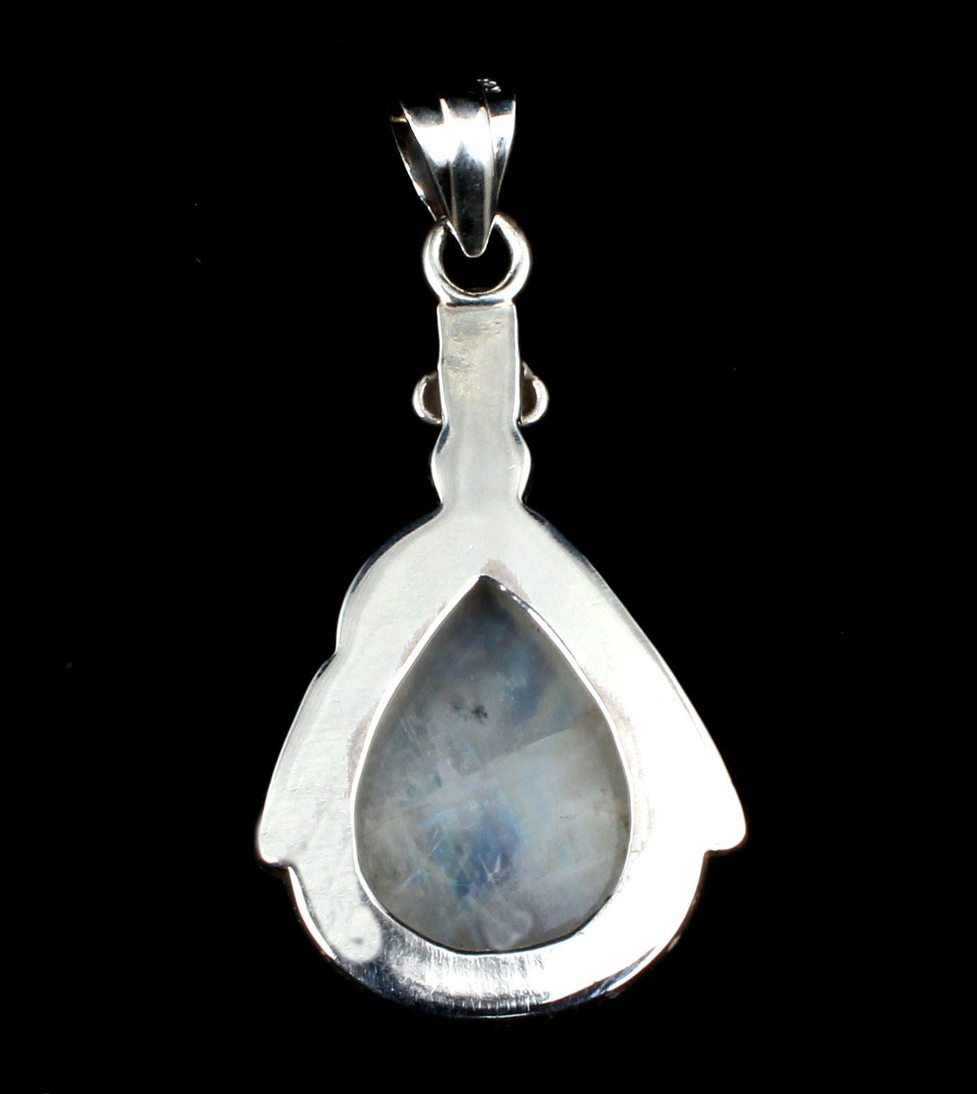 Boho Twisted Wire Rainbow Moonstone Pendant 925 Sterling Silver Handmade Natural Gemstone Pendant
